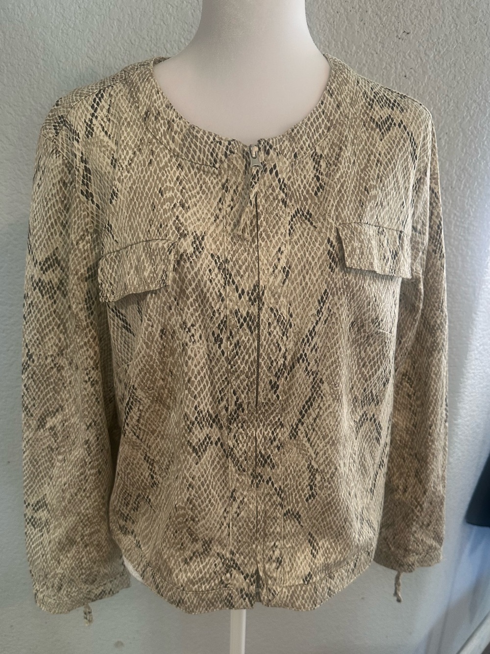 Snake Print Zip-Front Jacket